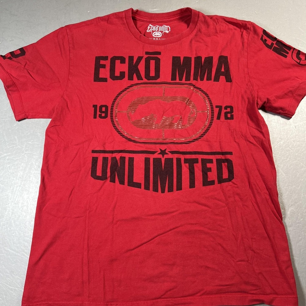 Ecko MMA Shirt Mens‎ Large Red 1972 Unlimited Rhino Graphic Streetwear Tee